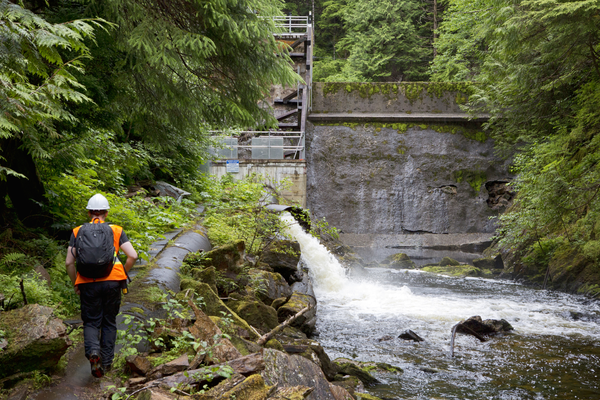 Hans Seidemann, manager of community development and civic innovation for the city of Prince Rupert, British Columbia, featured in the October issue, approaches the 100-year-old Woodworth Dam in an isolated forest preserve on Kaien Island. The city has secured grant funds to replace the dam, which holds back Woodworth Lake, the city’s primary water source.
